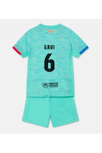 Barcelona Paez Gavi #6 Jalkapallovaatteet Lasten Kolmas peliasu 2023-24 Lyhythihainen (+ Lyhyet housut)